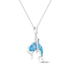 Thumbnail Image 2 of Blue-Green Lab-Created Opal & White Lab-Created Sapphire Dolphin Necklace Sterling Silver 18&quot;