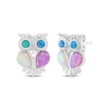 Thumbnail Image 0 of Pink, White & Blue-Green Lab-Created Opal, White Lab-Created Sapphire Owl Earrings Sterling Silver