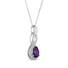Thumbnail Image 1 of Pear-Shaped Amethyst & White Lab-Created Sapphire Twist Drop Necklace Sterling Silver 18"