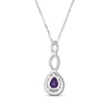 Thumbnail Image 2 of Pear-Shaped Amethyst & White Lab-Created Sapphire Twist Drop Necklace Sterling Silver 18"