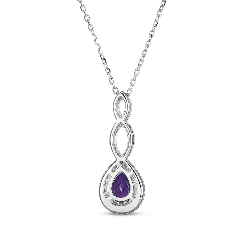 Pear-Shaped Amethyst & White Lab-Created Sapphire Twist Drop Necklace Sterling Silver 18"