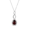 Thumbnail Image 1 of Pear-Shaped Garnet & White Lab-Created Sapphire Twist Drop Necklace Sterling Silver 18&quot;