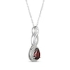 Thumbnail Image 2 of Pear-Shaped Garnet & White Lab-Created Sapphire Twist Drop Necklace Sterling Silver 18&quot;