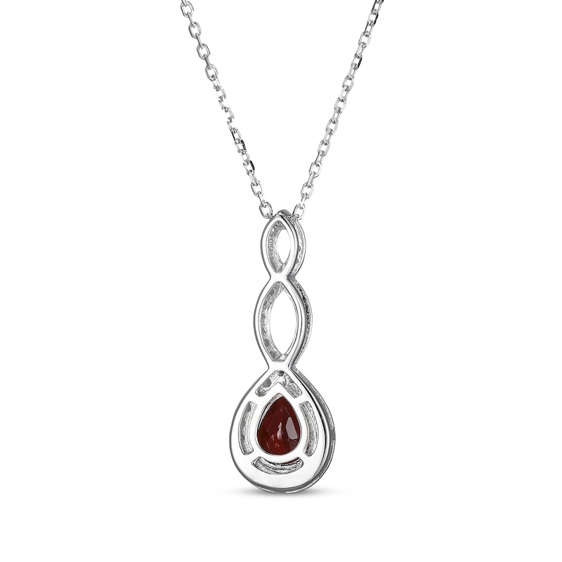 Main Image 3 of Pear-Shaped Garnet & White Lab-Created Sapphire Twist Drop Necklace Sterling Silver 18&quot;