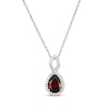 Thumbnail Image 1 of Pear-Shaped Garnet & White Lab-Created Sapphire Twist Frame Necklace Sterling Silver 18&quot;