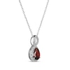 Thumbnail Image 2 of Pear-Shaped Garnet & White Lab-Created Sapphire Twist Frame Necklace Sterling Silver 18&quot;