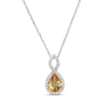 Thumbnail Image 0 of Pear-Shaped Citrine & White Lab-Created Sapphire Twist Frame Necklace Sterling Silver 18"
