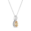 Thumbnail Image 1 of Pear-Shaped Citrine & White Lab-Created Sapphire Twist Frame Necklace Sterling Silver 18"