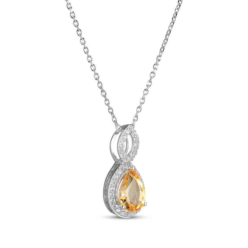 Pear-Shaped Citrine & White Lab-Created Sapphire Twist Frame Necklace Sterling Silver 18"
