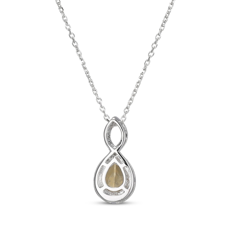 Pear-Shaped Citrine & White Lab-Created Sapphire Twist Frame Necklace Sterling Silver 18"