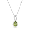 Thumbnail Image 1 of Pear-Shaped Peridot & White Lab-Created Sapphire Twist Frame Necklace Sterling Silver 18&quot;