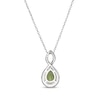 Thumbnail Image 3 of Pear-Shaped Peridot & White Lab-Created Sapphire Twist Frame Necklace Sterling Silver 18&quot;