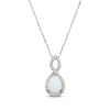 Thumbnail Image 0 of Pear-Shaped Lab-Created Opal & White Lab-Created Sapphire Twist Frame Necklace Sterling Silver 18"