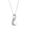 Thumbnail Image 1 of Pear-Shaped Lab-Created Opal & White Lab-Created Sapphire Twist Frame Necklace Sterling Silver 18"