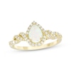 Thumbnail Image 1 of Pear-Shaped Lab-Created Opal & Diamond Twist Ring 1/5 ct tw 10K Yellow Gold