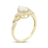 Thumbnail Image 2 of Pear-Shaped Lab-Created Opal & Diamond Twist Ring 1/5 ct tw 10K Yellow Gold