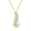 Thumbnail Image 2 of Pear-Shaped Lab-Created Opal & Diamond Twist Necklace 1/8 ct tw 10K Yellow Gold 18&quot;