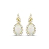 Thumbnail Image 2 of Pear-Shaped Lab-Created Opal & Diamond Earrings 1/6 ct tw 10K Yellow Gold