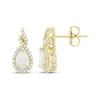 Thumbnail Image 3 of Pear-Shaped Lab-Created Opal & Diamond Earrings 1/6 ct tw 10K Yellow Gold