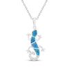 Thumbnail Image 1 of Blue-Green Lab-Created Opal & White Lab-Created Sapphire Gecko Necklace Sterling Silver 18&quot;