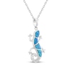 Thumbnail Image 2 of Blue-Green Lab-Created Opal & White Lab-Created Sapphire Gecko Necklace Sterling Silver 18&quot;