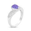Thumbnail Image 1 of Pear-Shaped Lavender Lab-Created Opal & White Lab-Created Sapphire Bypass Ring Sterling Silver