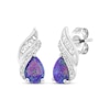 Thumbnail Image 1 of Pear-Shaped Lavender Lab-Created Opal & White Lab-Created Sapphire Flame Earrings Sterling Silver