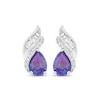 Thumbnail Image 2 of Pear-Shaped Lavender Lab-Created Opal & White Lab-Created Sapphire Flame Earrings Sterling Silver