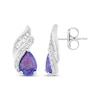 Thumbnail Image 3 of Pear-Shaped Lavender Lab-Created Opal & White Lab-Created Sapphire Flame Earrings Sterling Silver