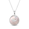 Thumbnail Image 1 of Pink Mother-of-Pearl & White Lab-Created Sapphire Flamingo Necklace Sterling Silver 18&quot;