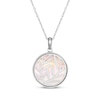 Thumbnail Image 3 of Pink Mother-of-Pearl & White Lab-Created Sapphire Flamingo Necklace Sterling Silver 18&quot;