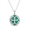 Thumbnail Image 1 of Malachite & White Lab-Created Sapphire Clover Circle Necklace Sterling Silver 18&quot;