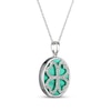 Thumbnail Image 2 of Malachite & White Lab-Created Sapphire Clover Circle Necklace Sterling Silver 18&quot;