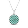 Thumbnail Image 3 of Malachite & White Lab-Created Sapphire Clover Circle Necklace Sterling Silver 18&quot;