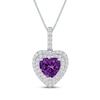 Thumbnail Image 0 of Heart-Shaped Amethyst & White Lab-Created Sapphire Necklace Sterling Silver 18"