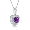 Thumbnail Image 1 of Heart-Shaped Amethyst & White Lab-Created Sapphire Necklace Sterling Silver 18"