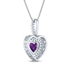 Thumbnail Image 2 of Heart-Shaped Amethyst & White Lab-Created Sapphire Necklace Sterling Silver 18"