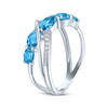 Thumbnail Image 2 of Oval-Cut Swiss Blue Topaz & White Lab-Created Sapphire Crossover Ring Sterling Silver