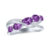 Thumbnail Image 0 of Oval-Cut Amethyst & White Lab-Created Sapphire Crossover Ring Sterling Silver