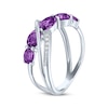 Thumbnail Image 1 of Oval-Cut Amethyst & White Lab-Created Sapphire Crossover Ring Sterling Silver
