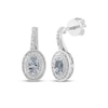 Thumbnail Image 1 of Oval-Cut Aquamarine & Diamond Accent Drop Earrings Sterling Silver