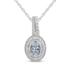 Thumbnail Image 1 of Oval-Cut Aquamarine & Diamond Accent Necklace Sterling Silver 18&quot;