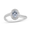 Thumbnail Image 1 of Oval-Cut Aquamarine & Diamond Accent Halo Ring Sterling Silver