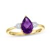 Thumbnail Image 0 of Pear-Shaped Amethyst & Diamond Accent Ring 10K Yellow Gold