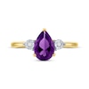 Thumbnail Image 2 of Pear-Shaped Amethyst & Diamond Accent Ring 10K Yellow Gold