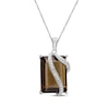 Thumbnail Image 0 of Emerald-Cut Smoky Quartz & Diamond Crossover Necklace 1/20 ct tw Sterling Silver 18"