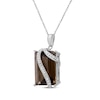 Thumbnail Image 1 of Emerald-Cut Smoky Quartz & Diamond Crossover Necklace 1/20 ct tw Sterling Silver 18"