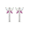 Thumbnail Image 1 of Lab-Created Opal, Pink & White Lab-Created Sapphire Dragonfly Hoop Earrings Sterling Silver