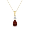 Thumbnail Image 1 of Pear-Shaped Garnet & Diamond Accent Necklace 10K Yellow Gold 18&quot;