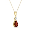 Thumbnail Image 2 of Pear-Shaped Garnet & Diamond Accent Necklace 10K Yellow Gold 18&quot;